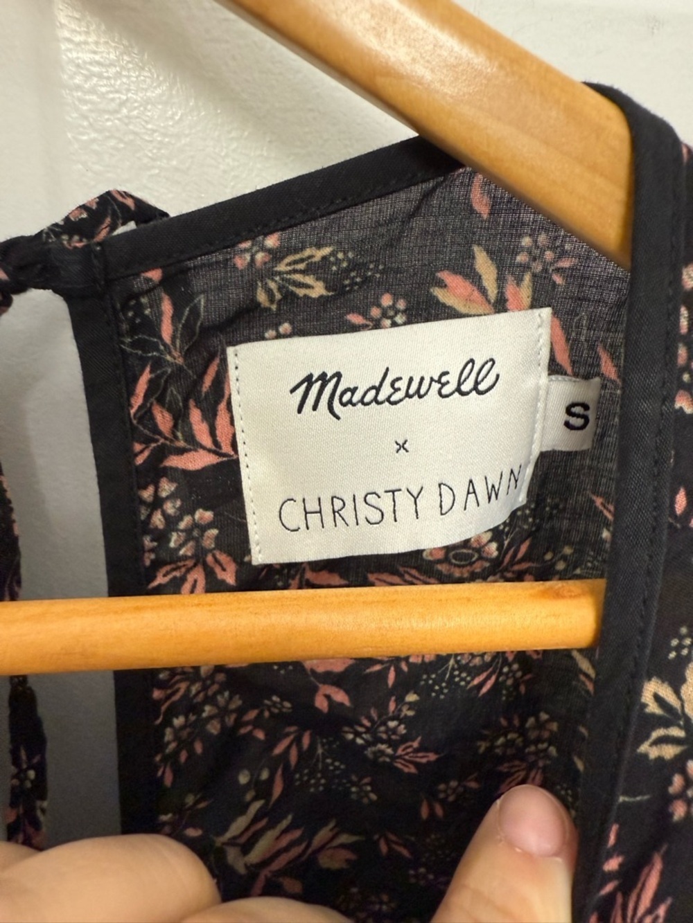Madewell Christy Dawn Tallulah Tie Back Black Floral Midi Dress Size Small - Picture 5 of 10